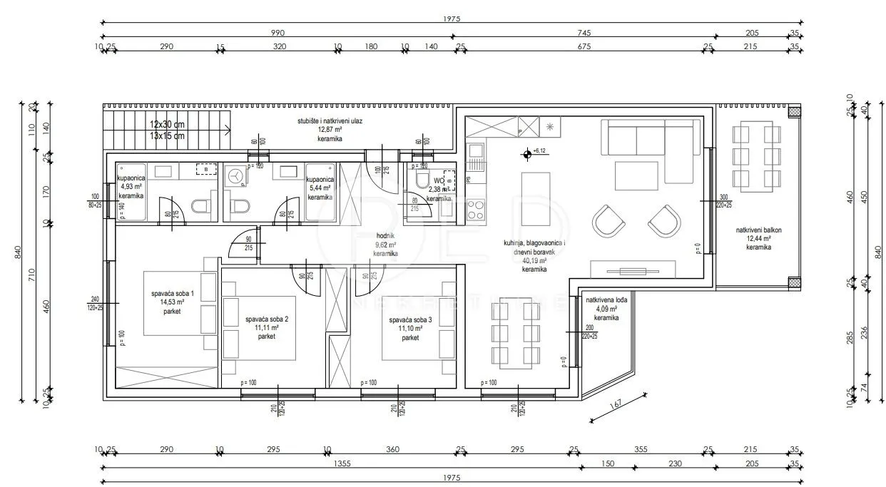 novi projekt na preku - stan na drugom katu s pogledom u novogradnji 93 m2 - slika 12
