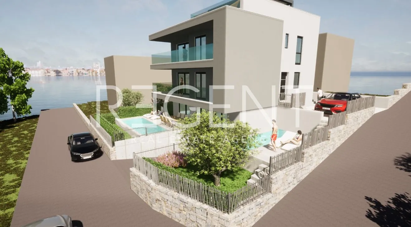 trogir, okrug gornji - trosoban stan s bazenom i pogledom na more - slika 2