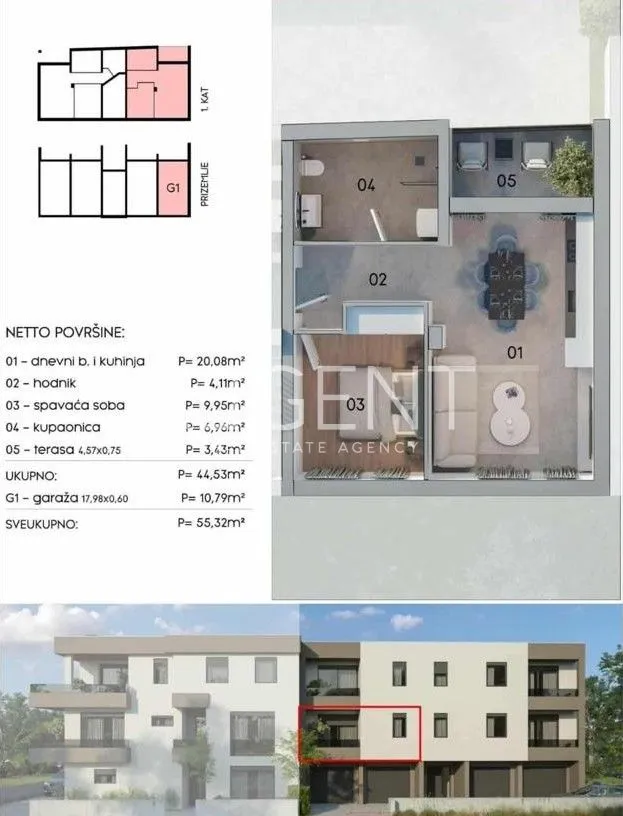 pula, kaštanjer - dvosoban stan u novogradnji - slika 2