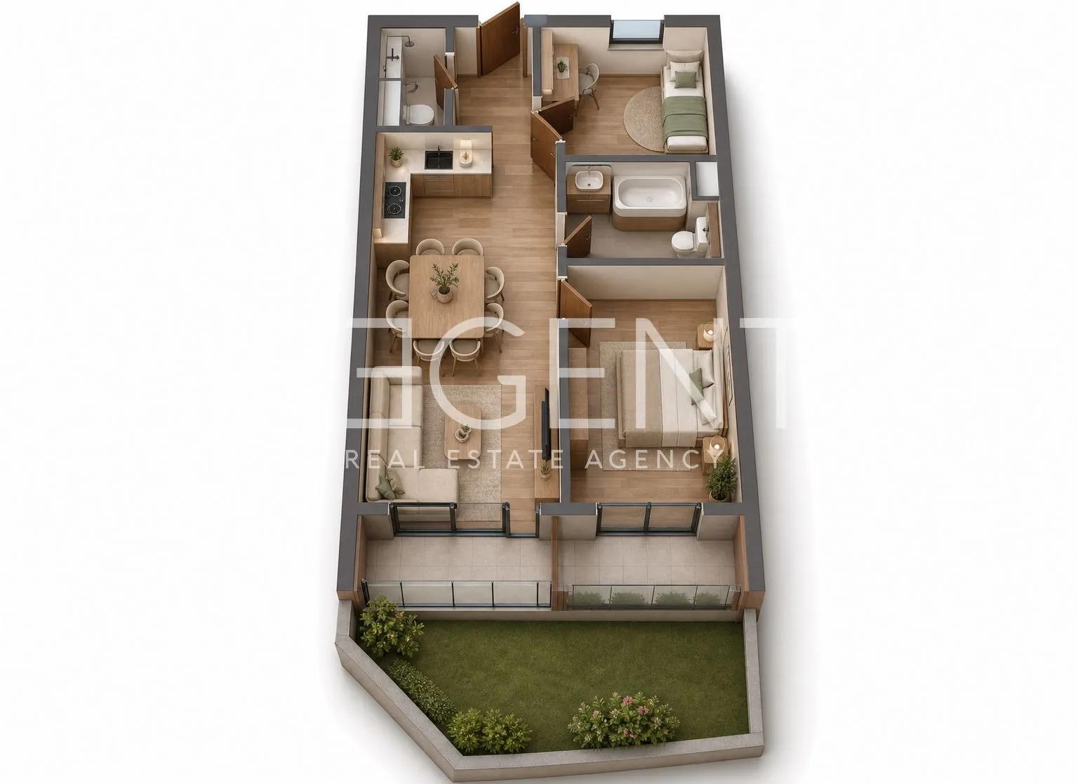 split, visoka - dvosoban stan s terasom i vrtom u modernoj novogradnji - slika 11
