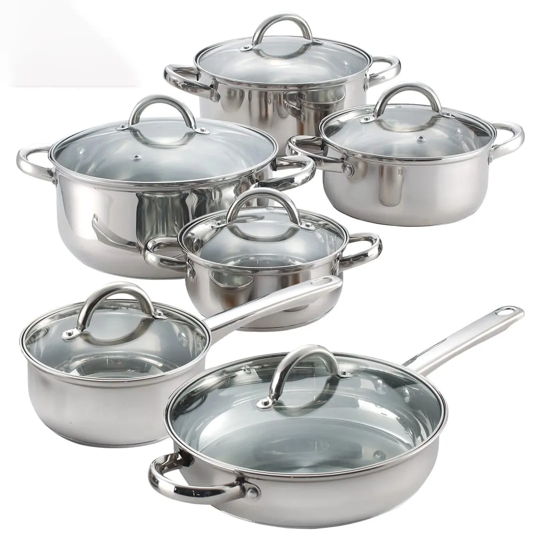 12-dijelni set lonaca inox sa staklenim poklopcima - slika 3