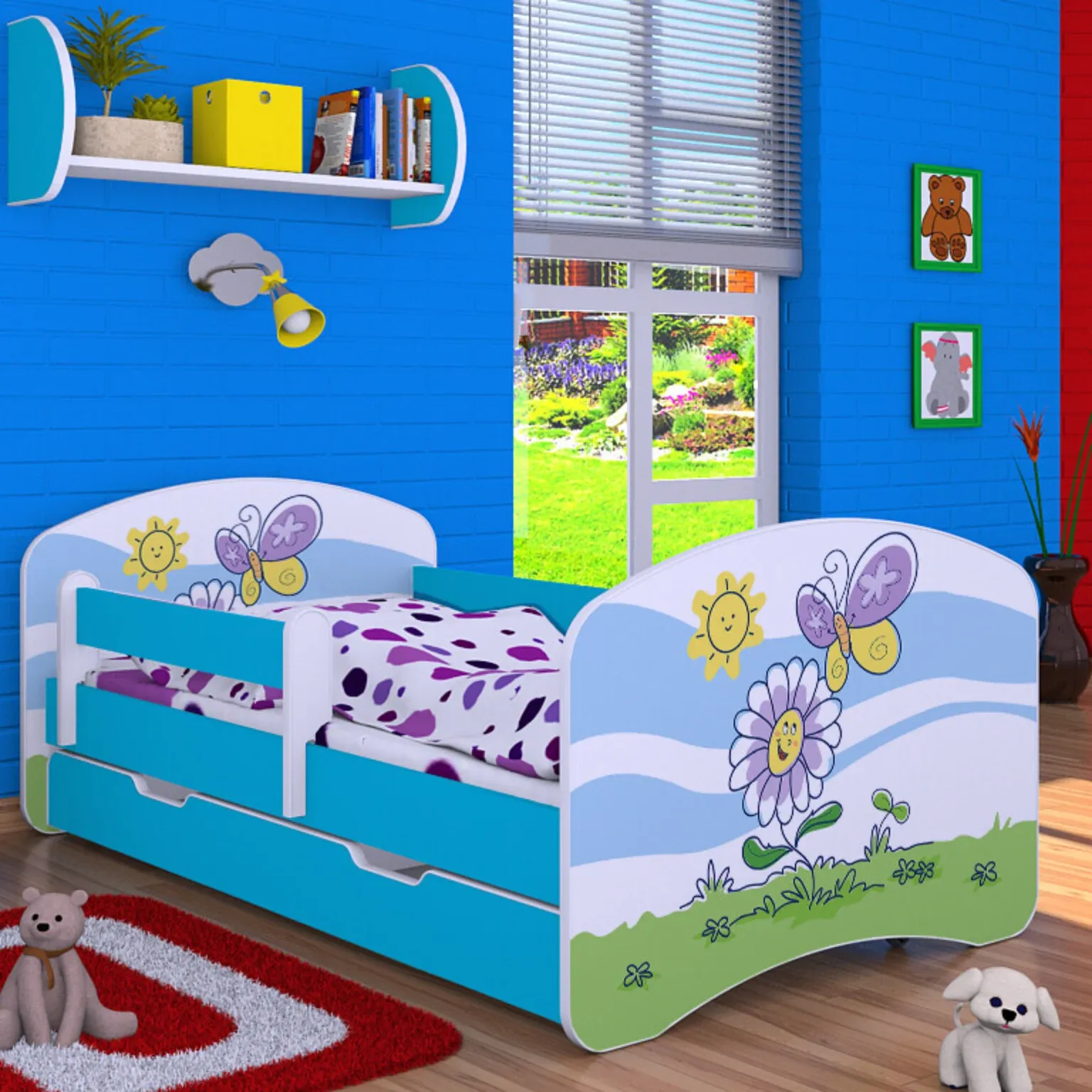 drveni dječji krevet happy leptir s ladicom – 160×80 - slika 2