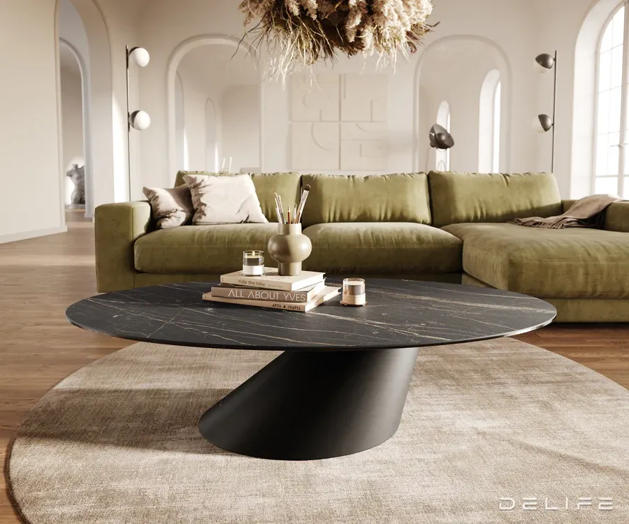 klub stolić edge 140x80cm, materijal: keramika laminam noir desir - slika 2