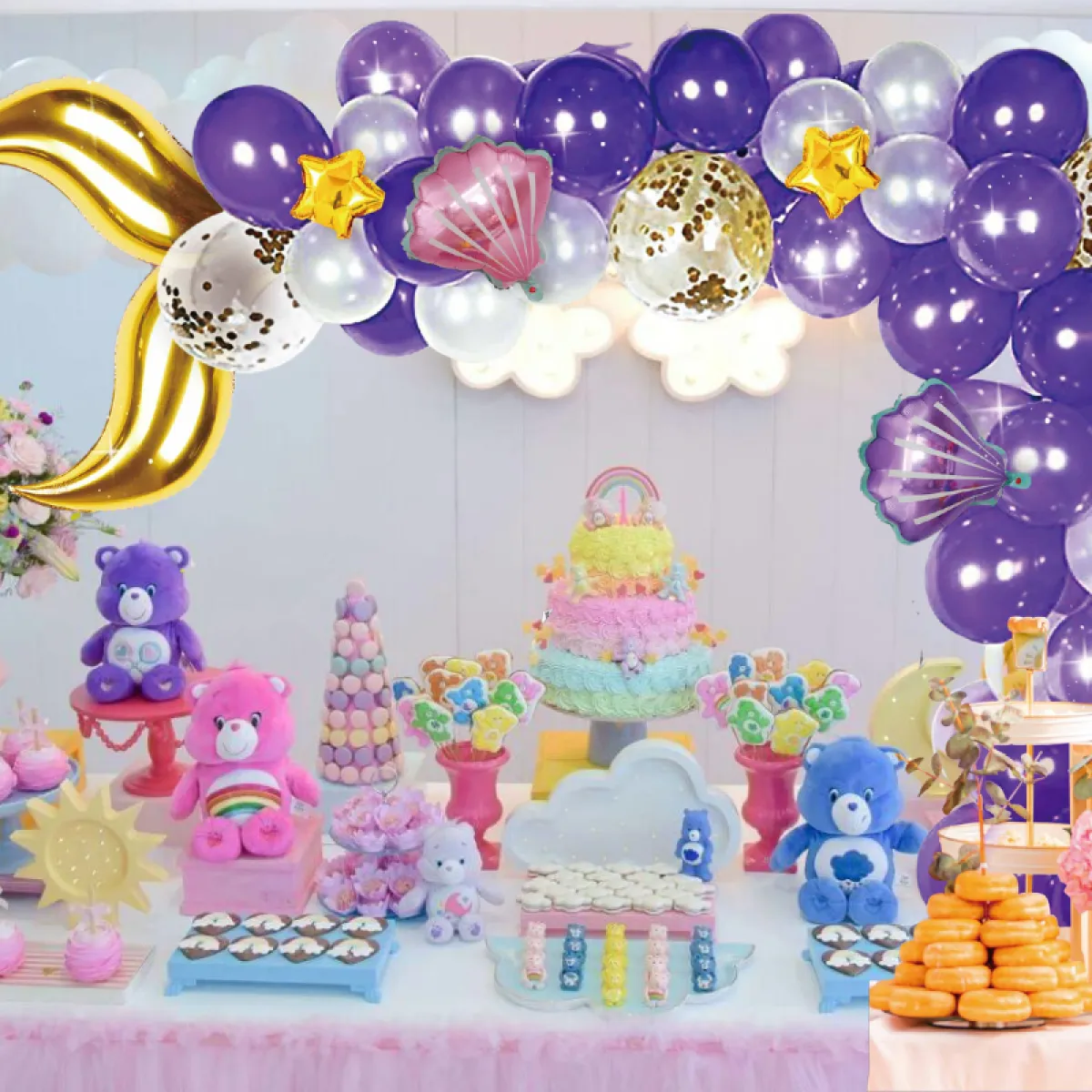 luk od balona - mermaid purple - gold (59 balona u setu) - slika 4