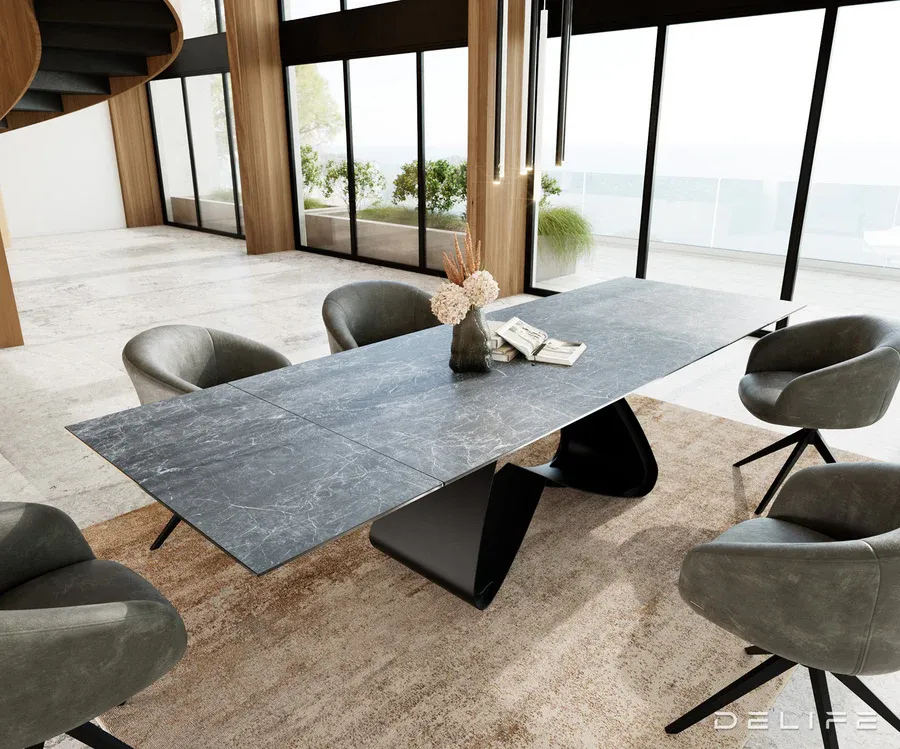 Blagovaonski stol Edge, 200/300x100, Materijal: Keramika Laminam Nero - Čakovec, Čakovec-zapad