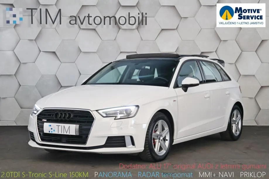 Audi A3 Sportback 2.0TDI S-Tronic S-Line 150KM RADAR PANO - Lipe, Ljubljana