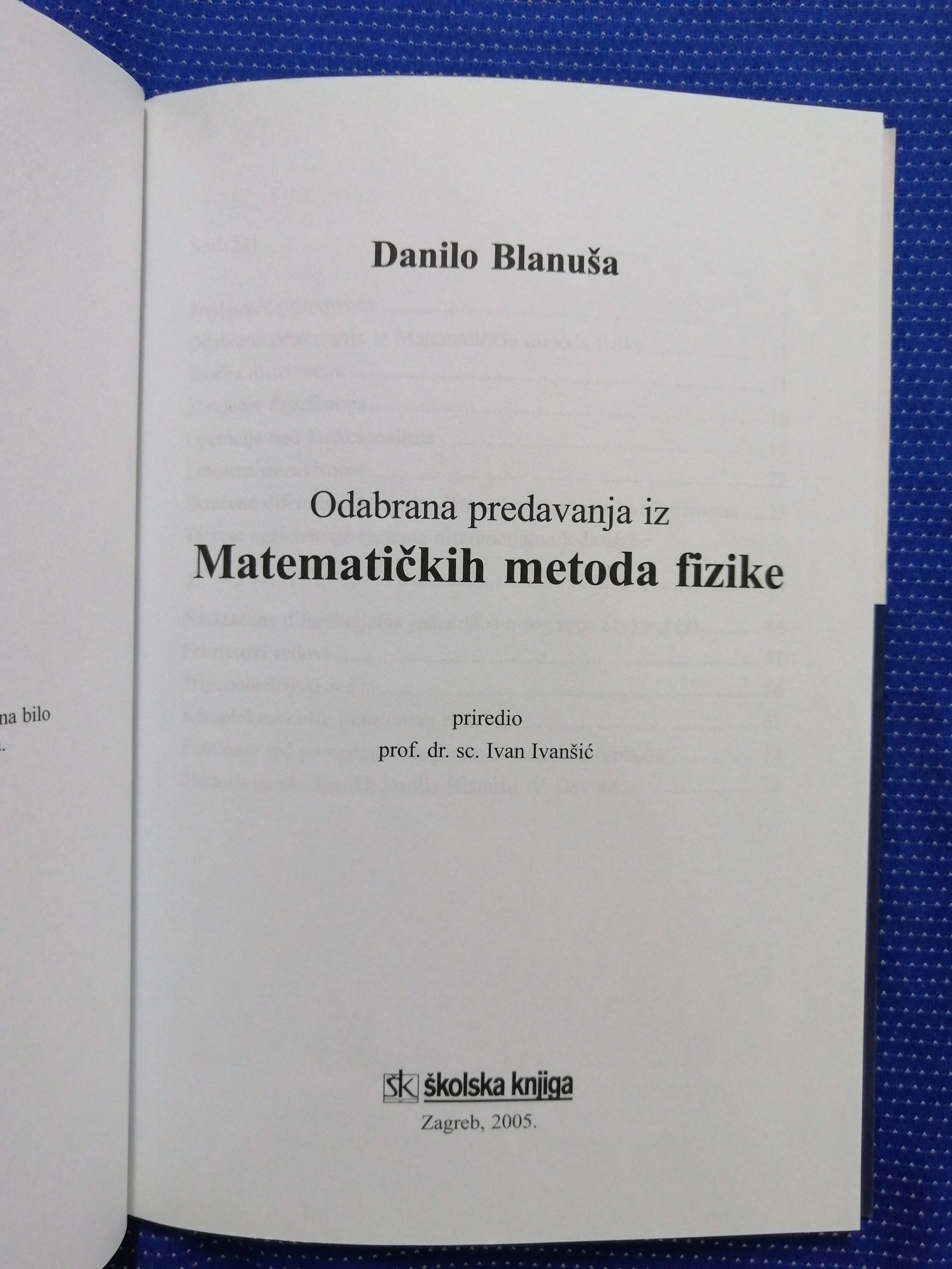 danilo blanuša – odabrana predavanja iz matematičkih metoda - slika 2