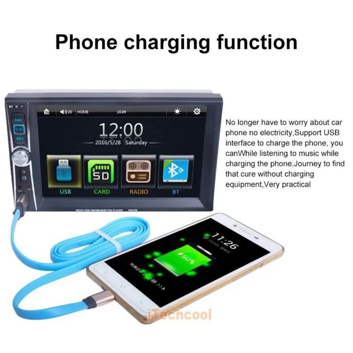 auto radio 2 din aux, mp3, usb,sd kartica, bluetooth + parking kamera - slika 2