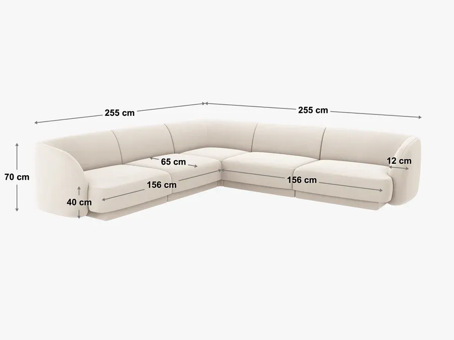 kutna garnitura miley 255x255cm, materijal: baršun - slika 5