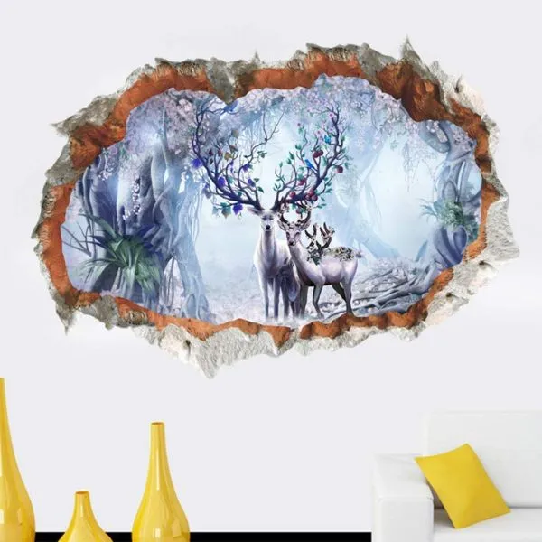 3d dekorativna zidna naljepnica - deer family - slika 2