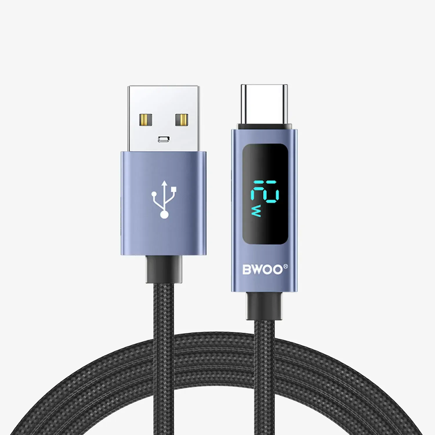 bwoo usb-a na lightning alu kabel za punjenje s led zaslonom (3a), 1 m - slika 1