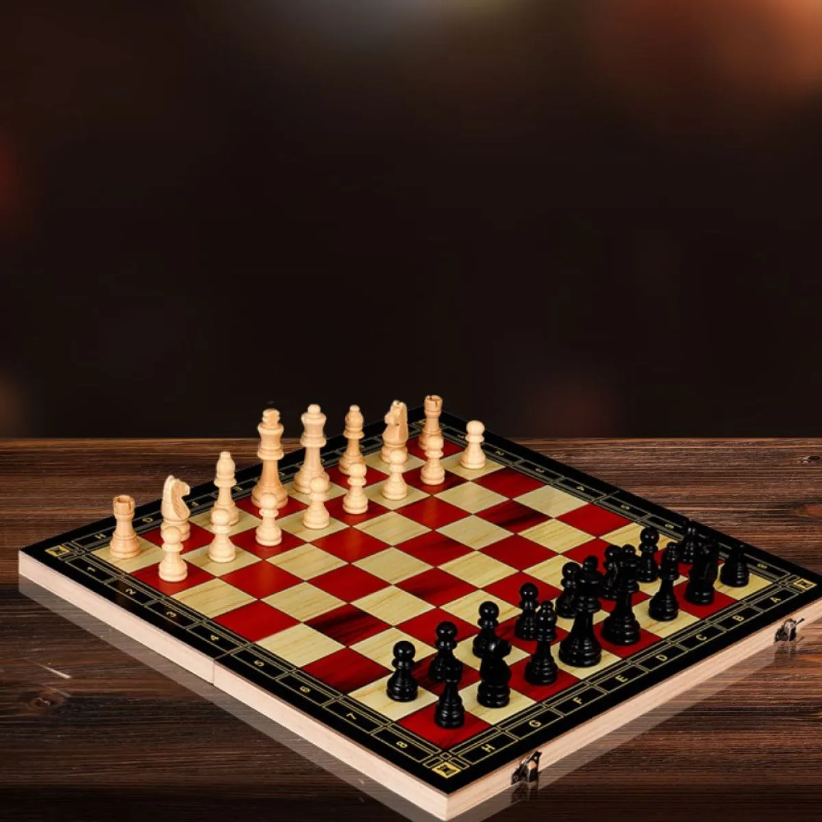 3u1 drvena igraća ploča: šah, dama i backgammon - slika 2