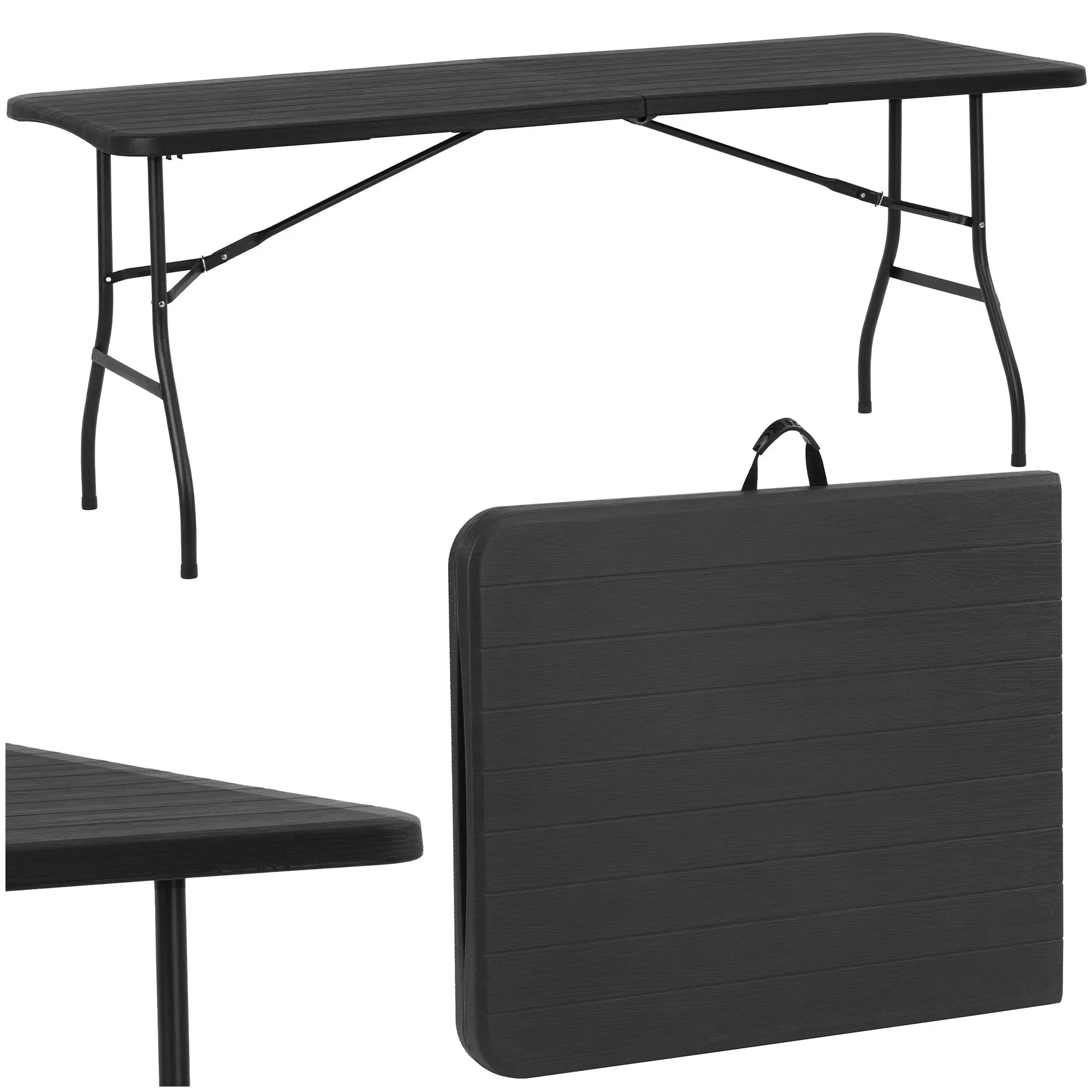 sklopivi catering stol 180 cm, crni - slika 2