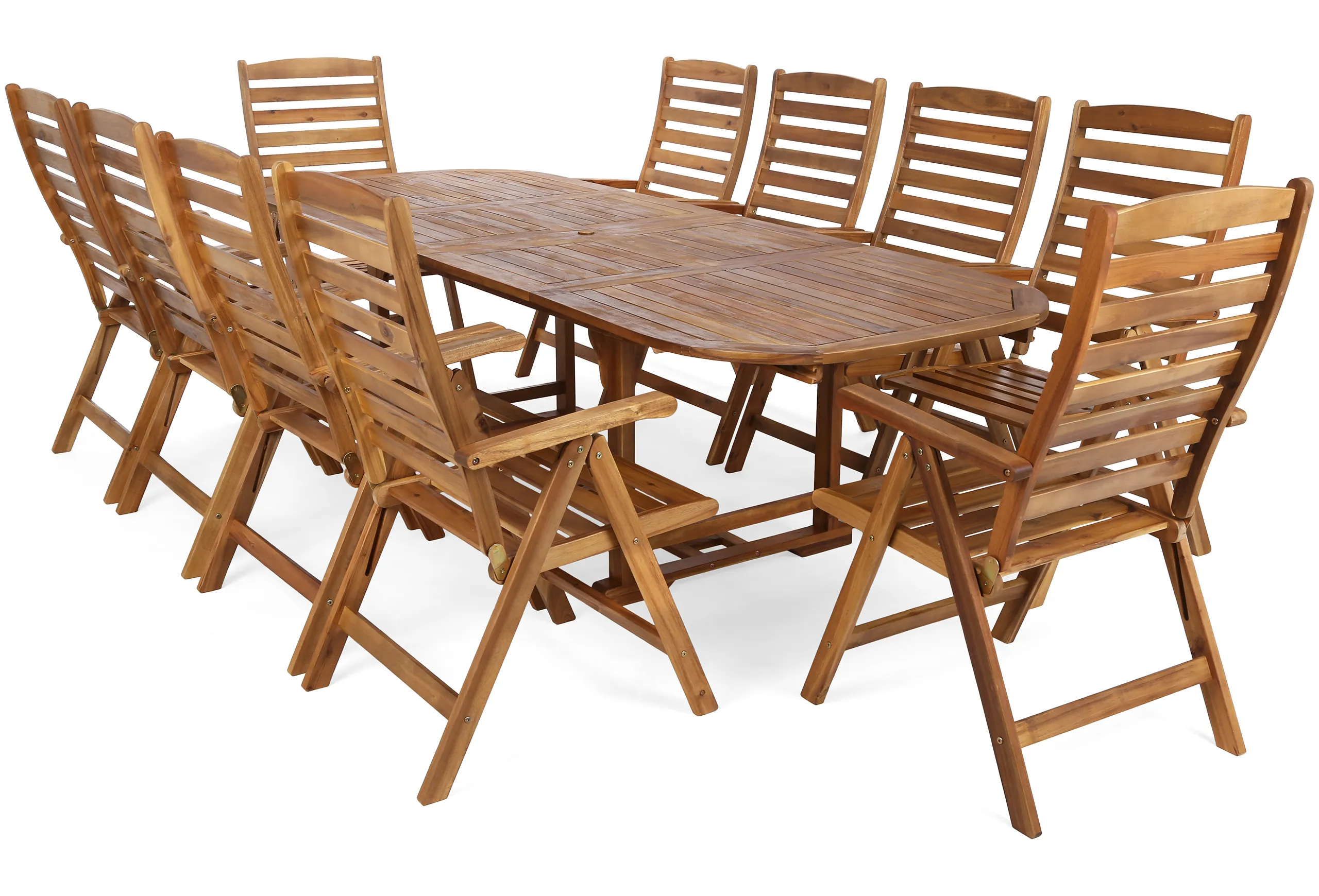 ovalni set namještaja acacia 165+50+50 cm 10+1 - slika 3