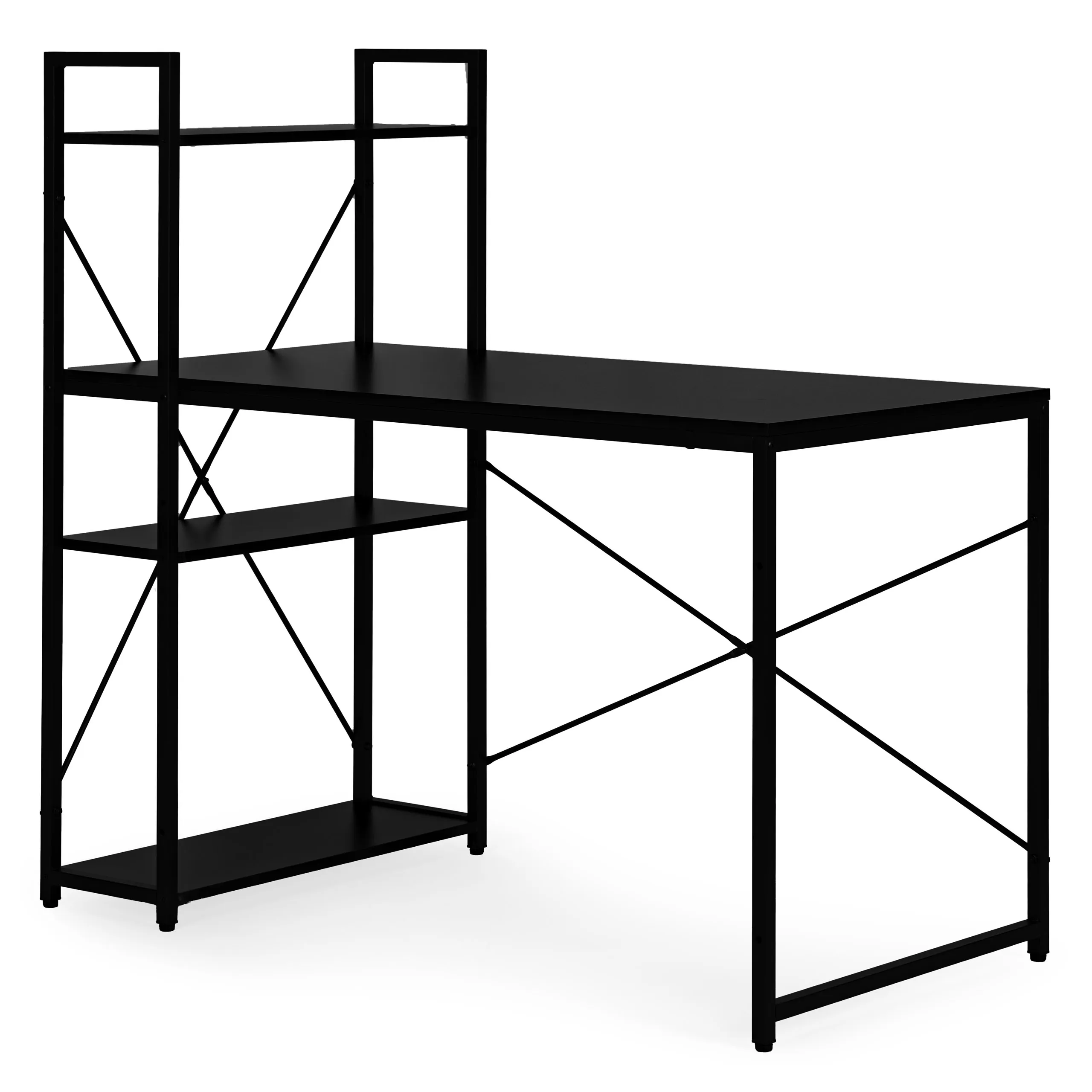 modernhome uredski stol 120 × 60 cm s policom i 3 police – crni - slika 7