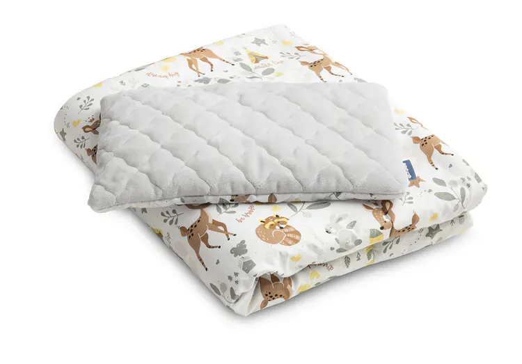 komplet za dječji krevetić plush poplun jastuk šumske životinje - slika 2