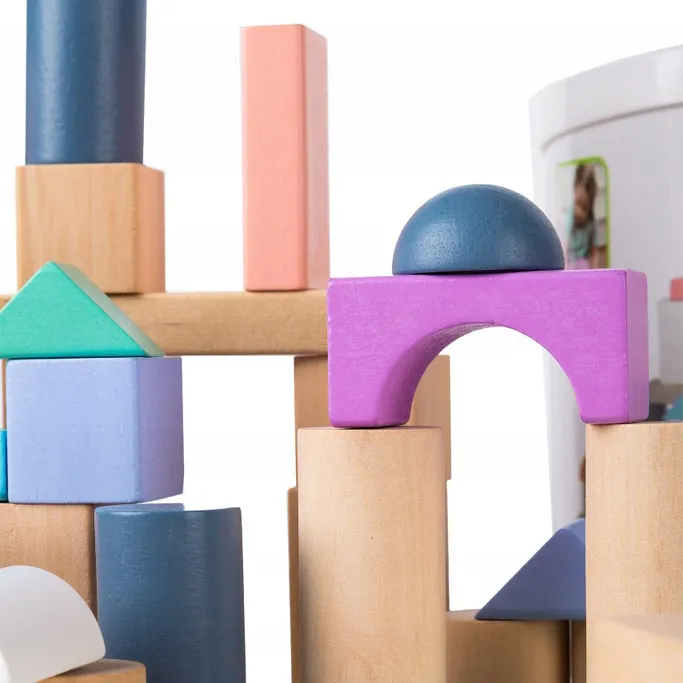 ecotoys drvene kocke grad u kantici 100 komada - slika 7