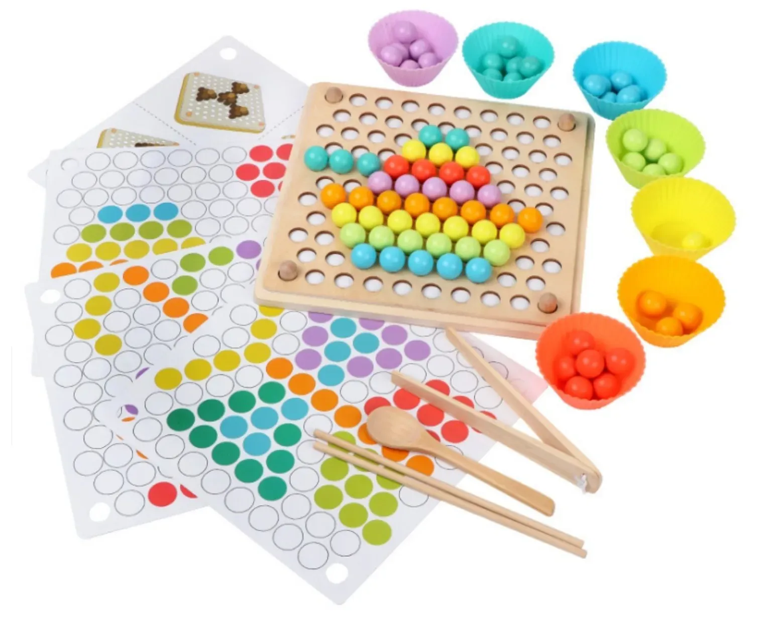montessori edukativna mozaik igra s perlama 77 kom. - slika 2