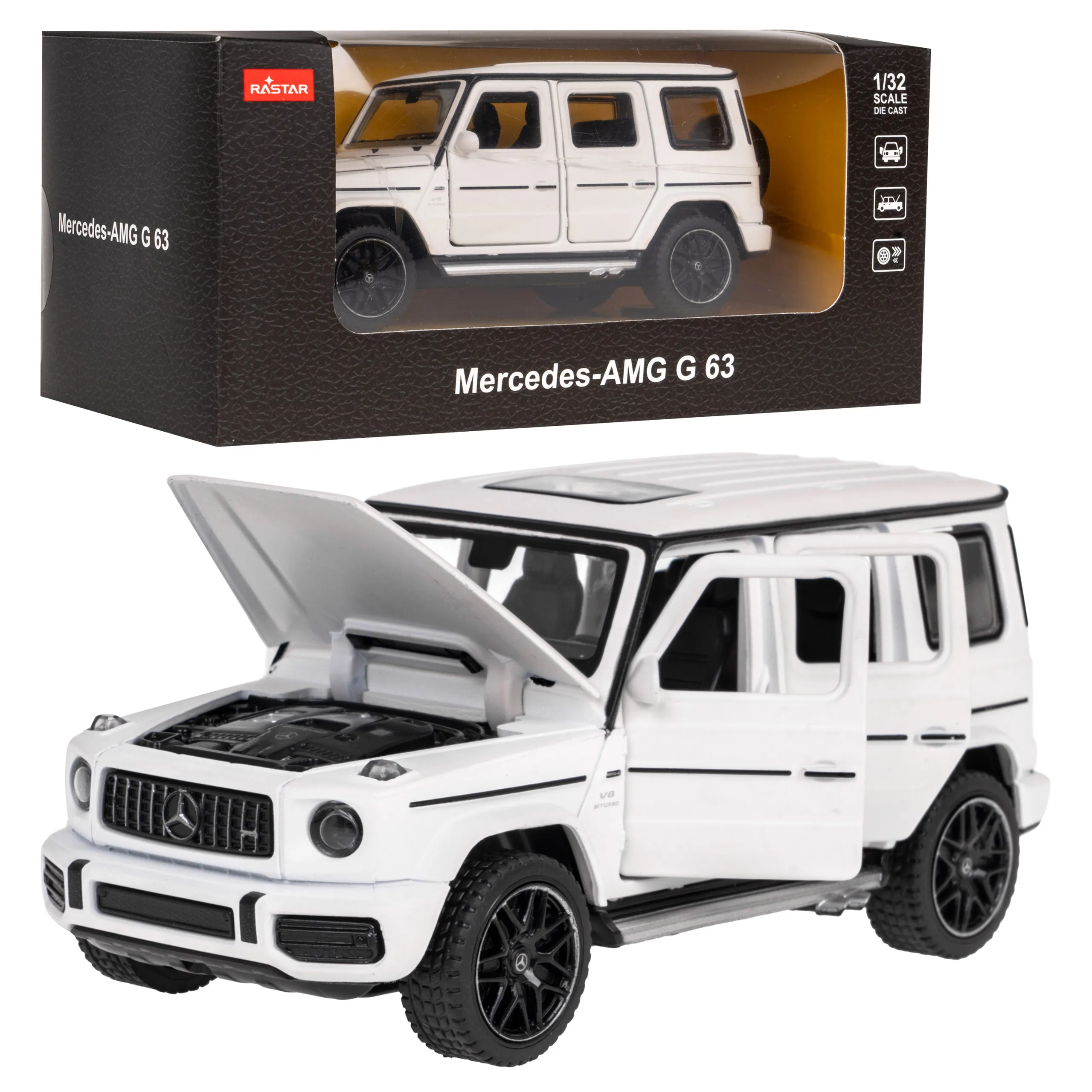 rastar metalni mercedes benz amg g63 1:32 bijeli - slika 7