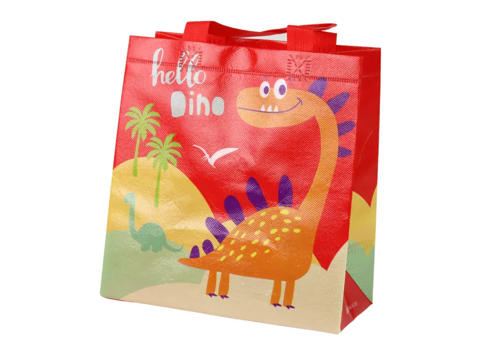 poklon vrećica 23cm x 21.5cm x 11cm crvena dinosaur - slika 2