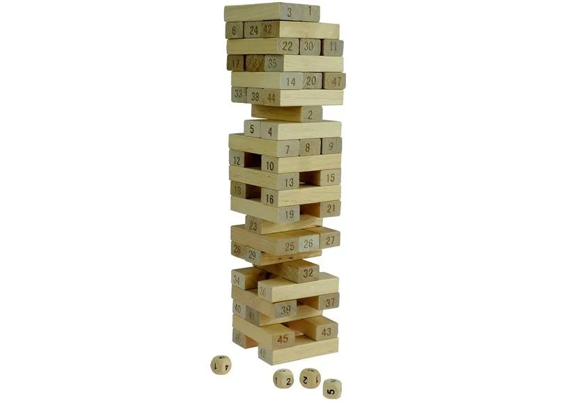 društvena drvena igra jenga s brojevima wood toys - slika 5