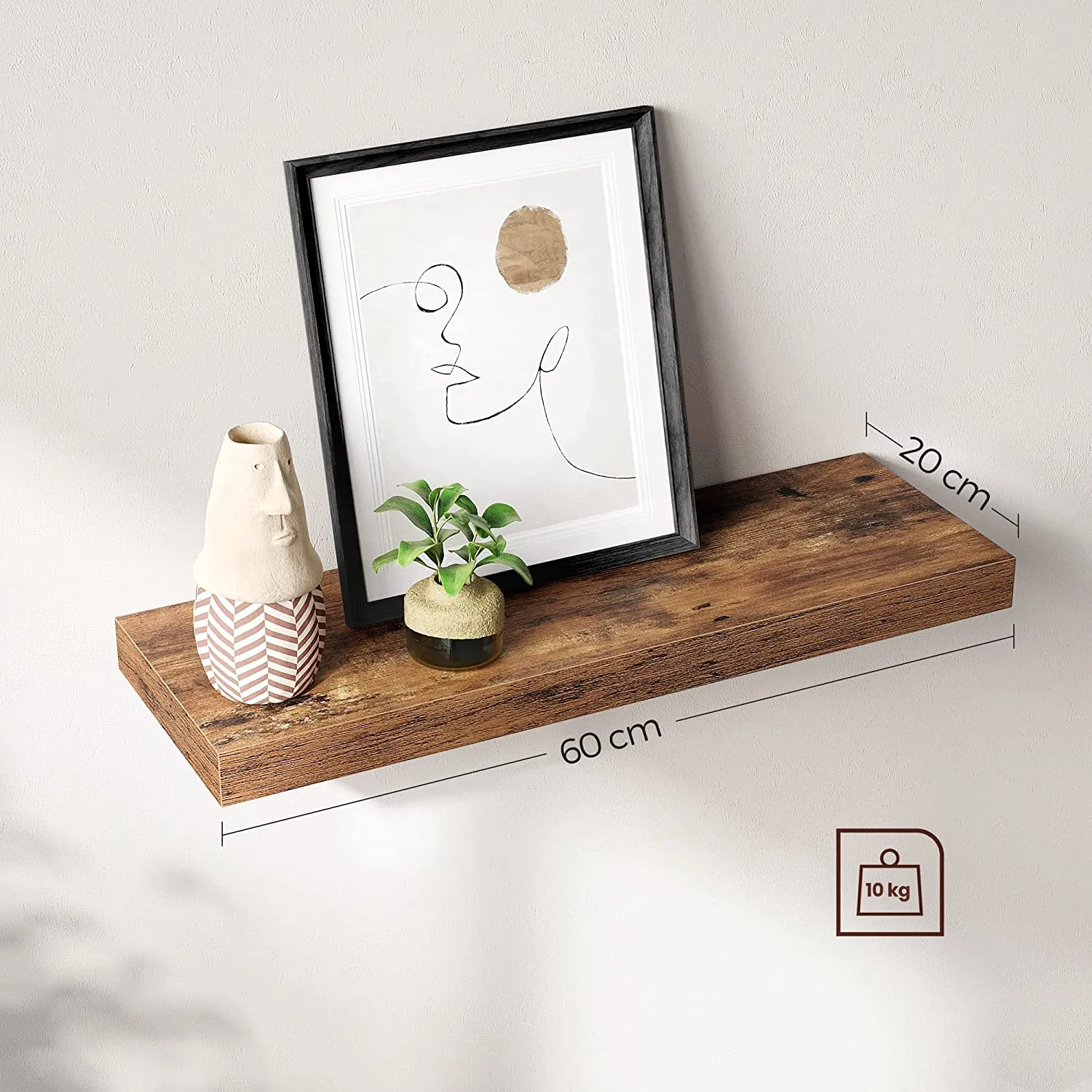 polica 60cm rustikalno smeđa - slika 3
