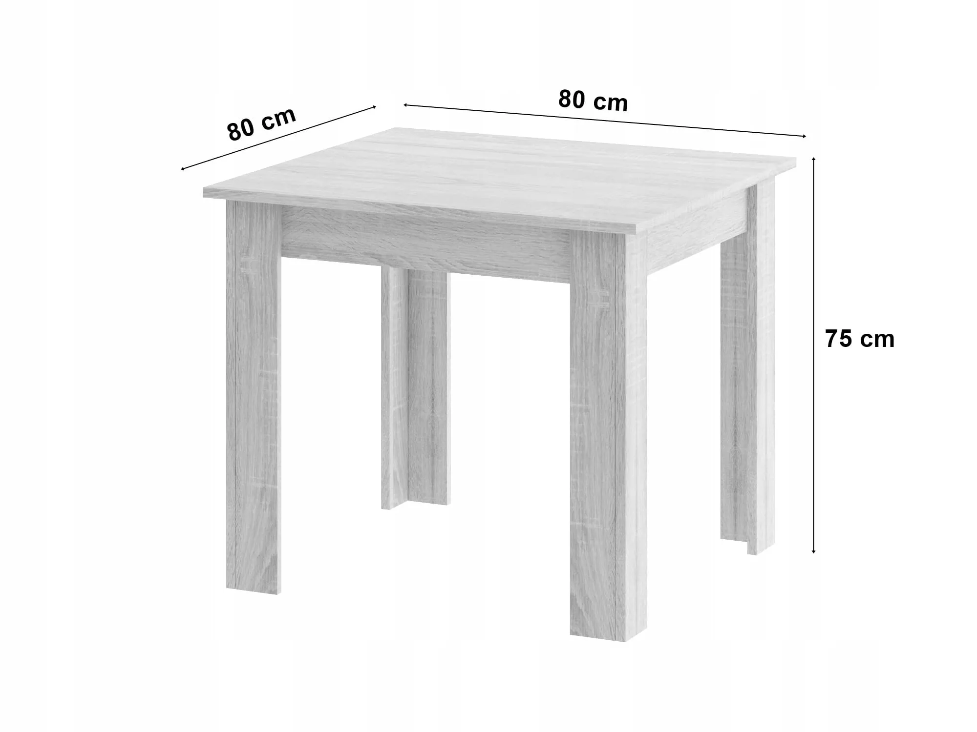 set kvadratni stol 80x80 sonoma hrast + 4 mark bijele stolice - slika 4
