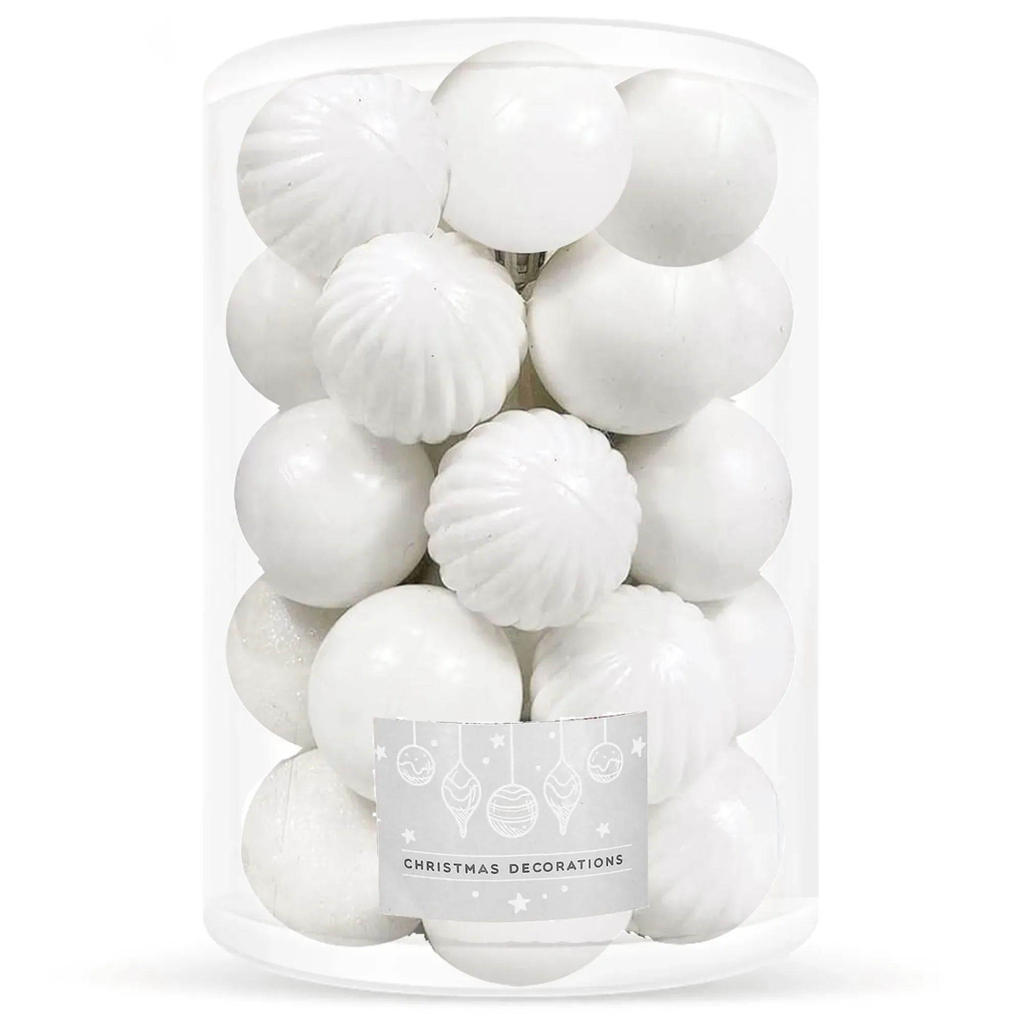 božićne kuglice 6 cm – set 20 komada bijela - slika 2