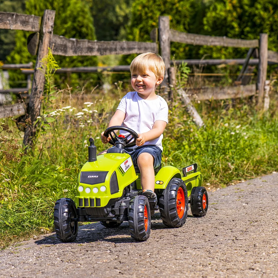 falk traktor na pedale claas s prikolicom zeleni - slika 3