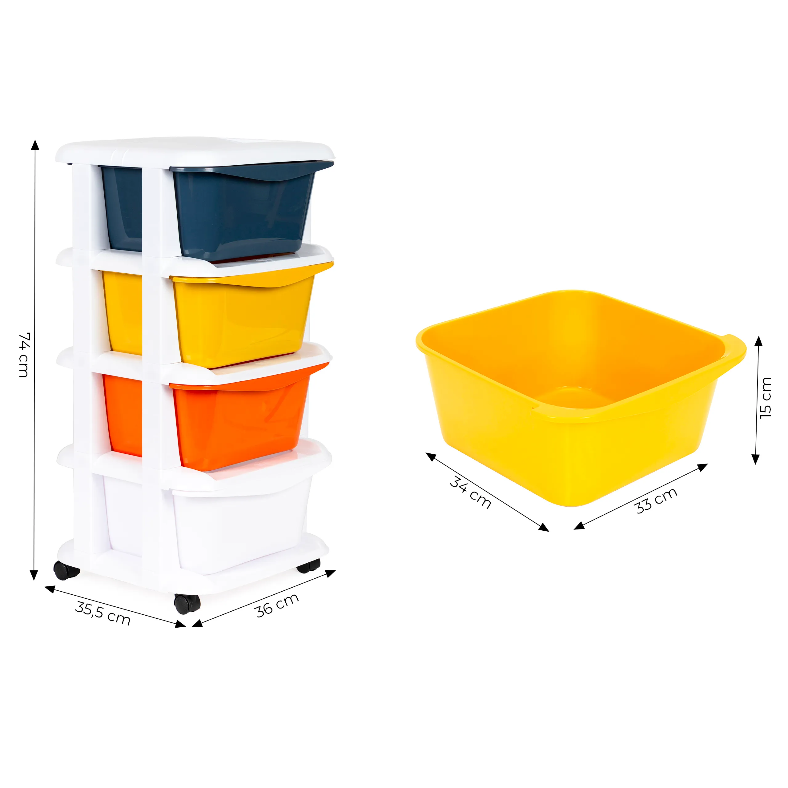 modernhome ormarić na kotačima 4 ladice 74 x 35,5cm - slika 9