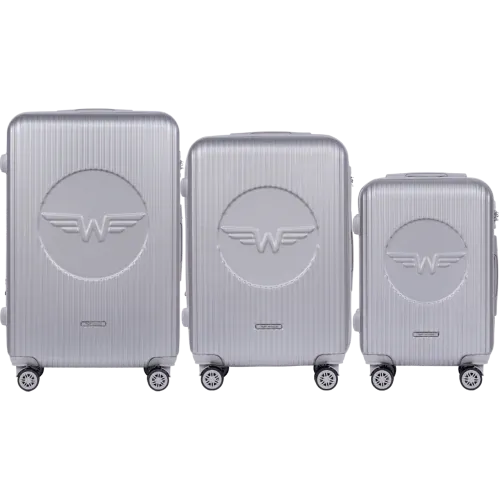 wings set od tri kofera lastavica od abs materijala veličine l m s srebrni - slika 2