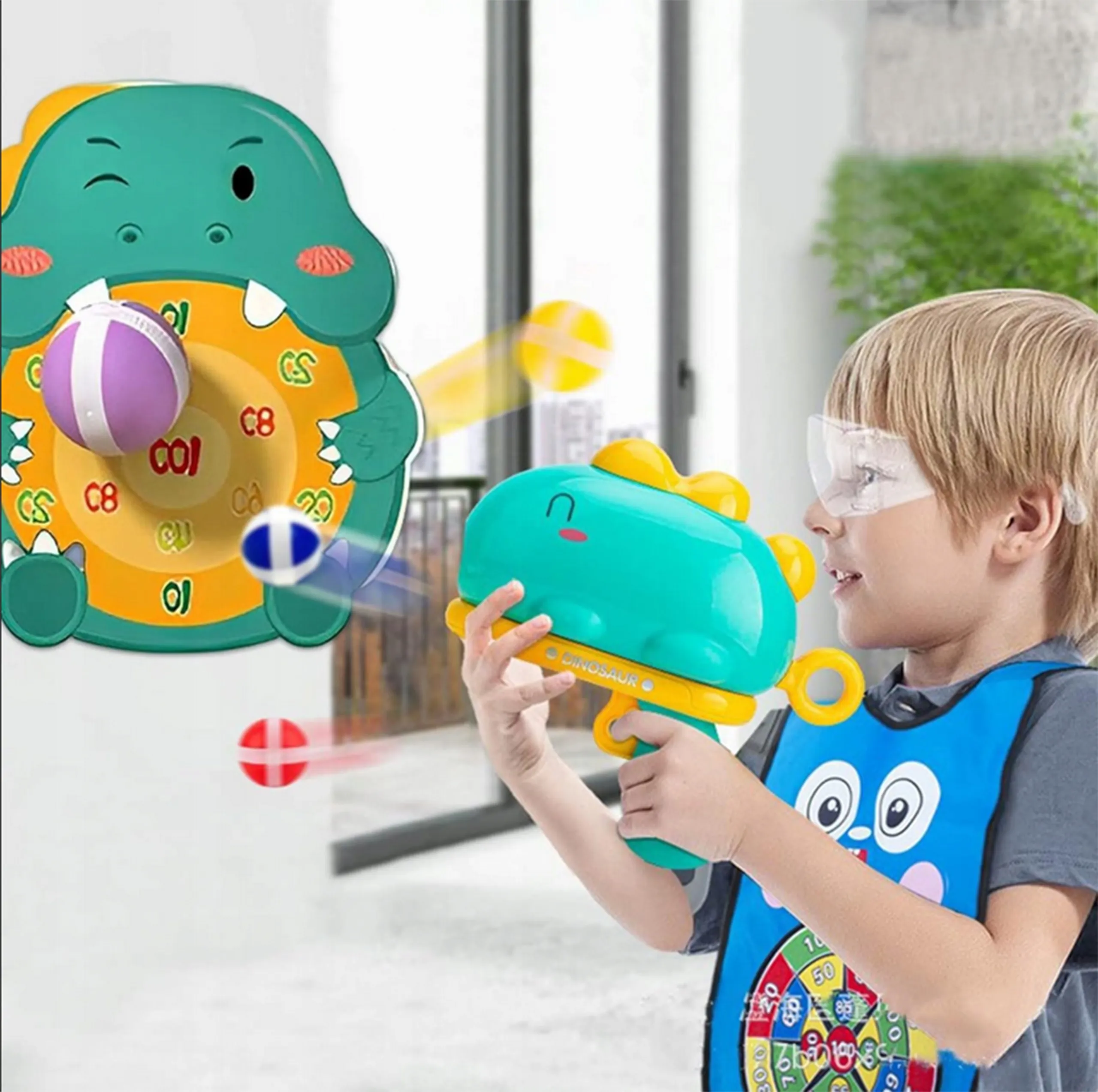 woopie puška s čičak lopticama i pločom - dinosaur - slika 9