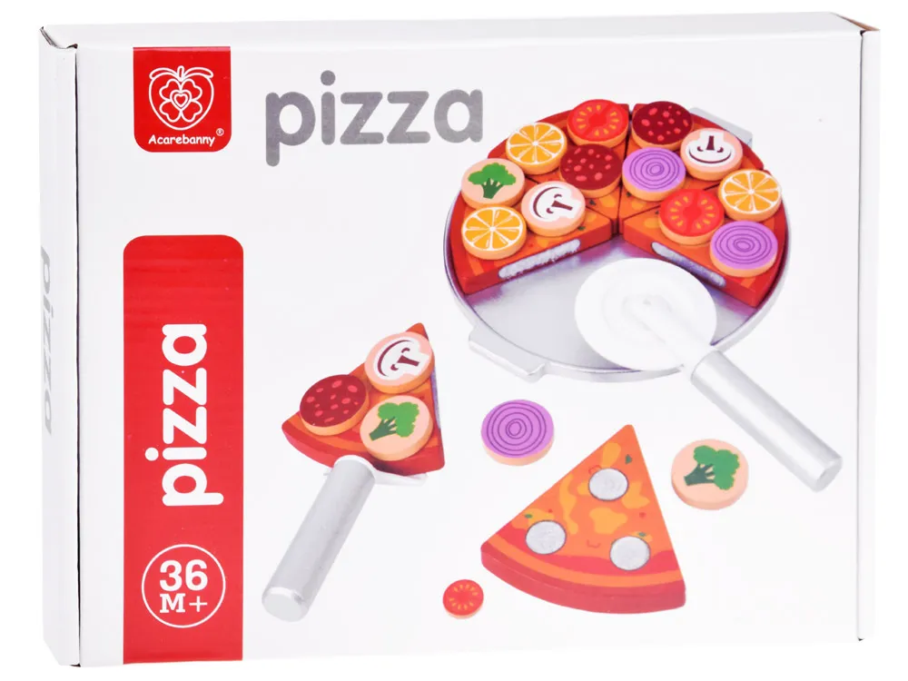 drvena pizza s čičkom za rezanje + dodaci 27 elemenata - slika 9