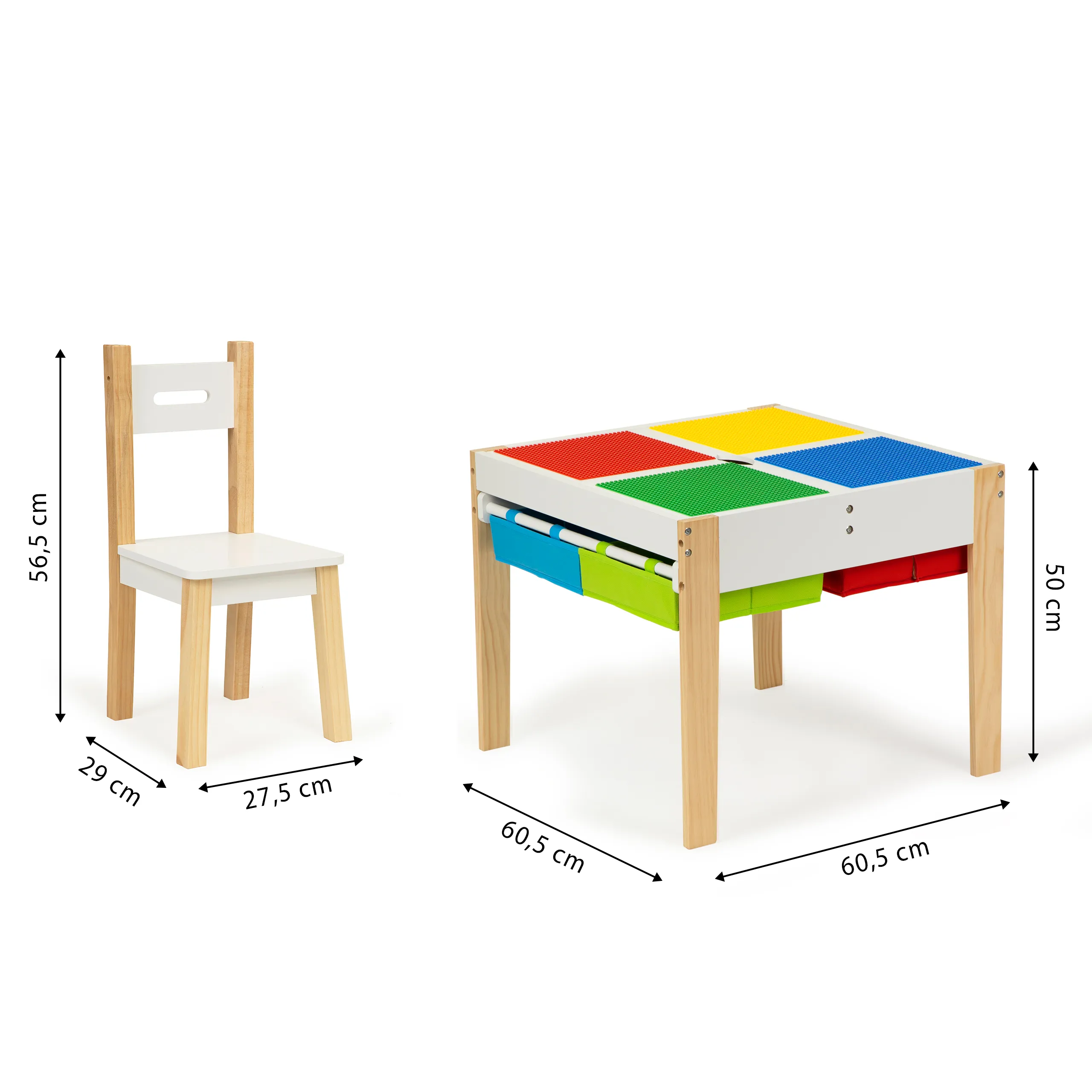 ecotoys drveni dječji set namještaja: stol + 2 stolice - slika 6