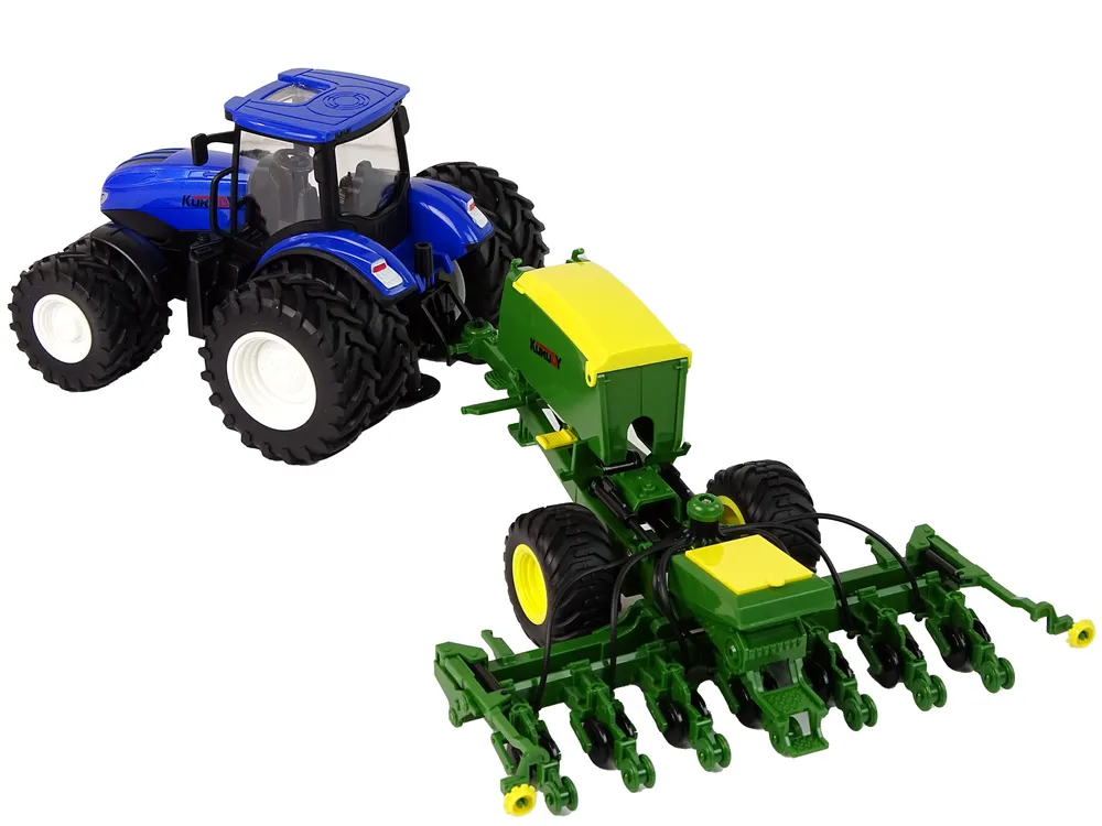 plavi traktor s prešom za baliranje - slika 5
