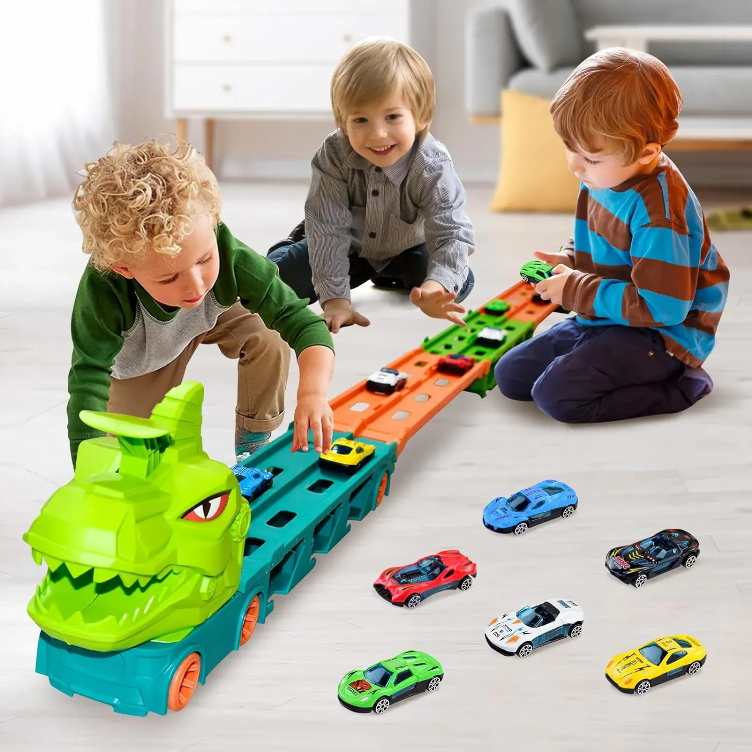 woopie kamion dinosaur s trkaćom stazom 2,1 m za autiće - slika 5