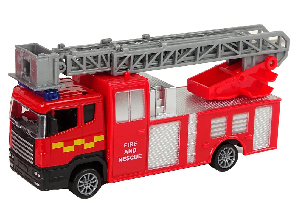 set vatrogasnih vozila s prikolicom i motornim čamcem crveni - slika 4
