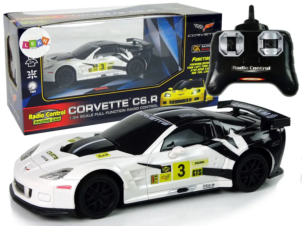 sportski auto na daljinsko upravljanje corvette c6.r bijeli - slika 2