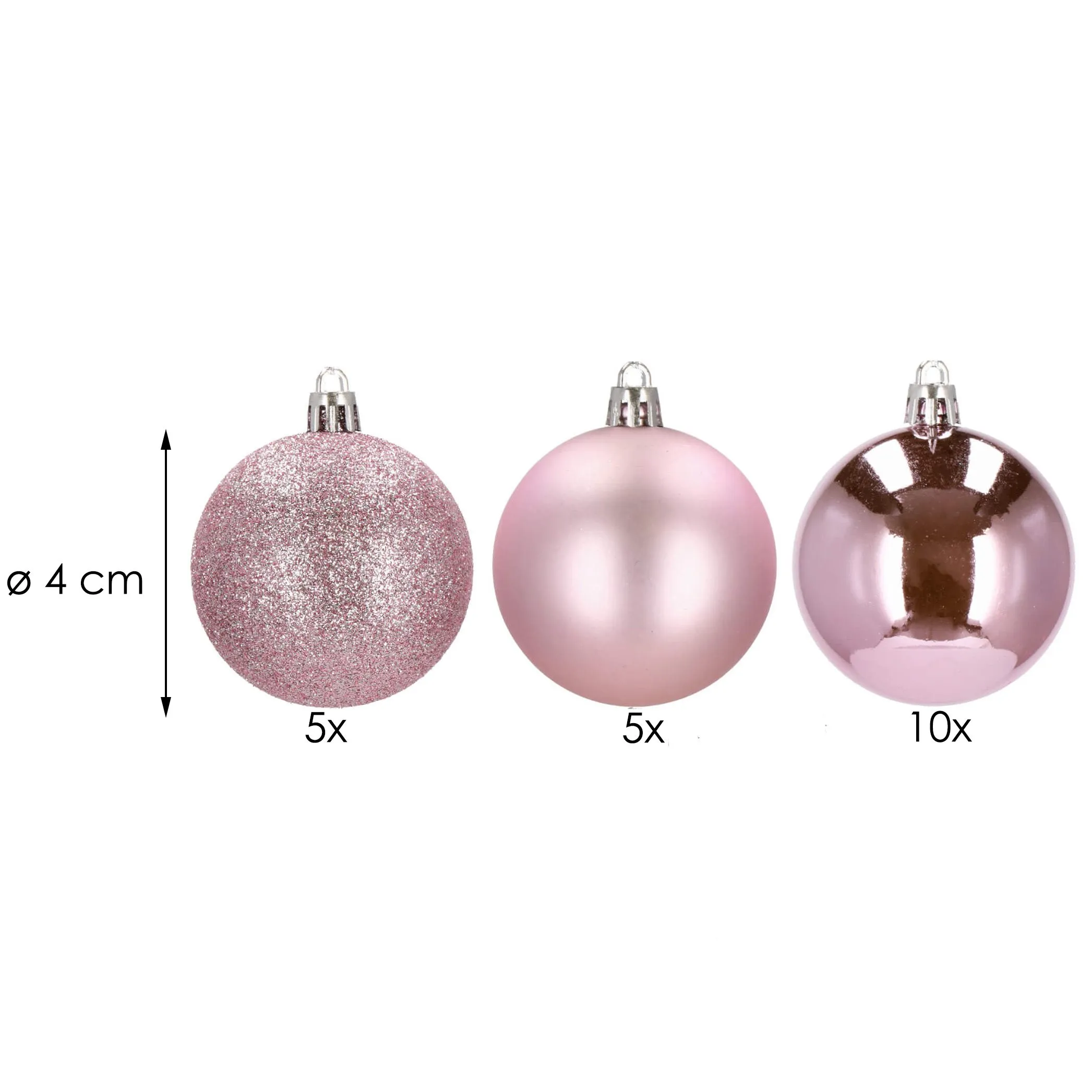 kuglice za božićno drvce 4 cm 20 kom. roze - slika 7