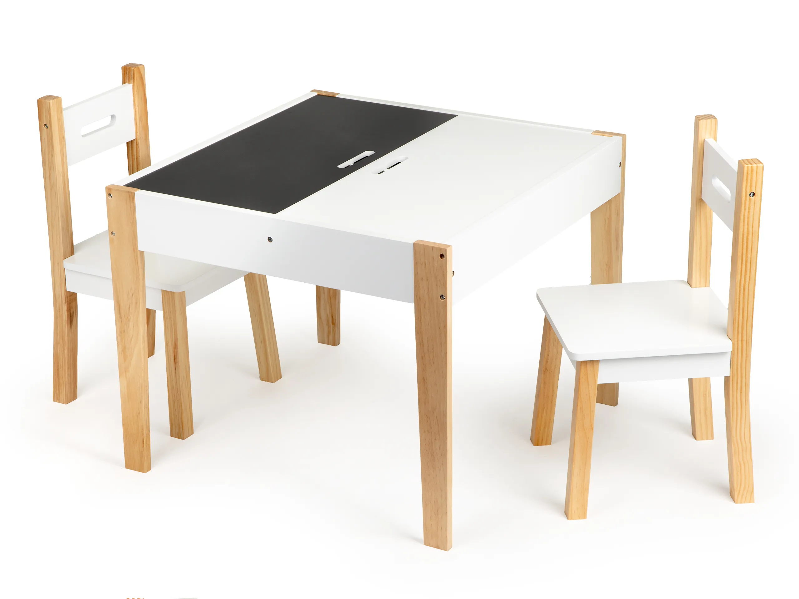 ecotoys set dječjeg stola sa stolicama bijeli - slika 3