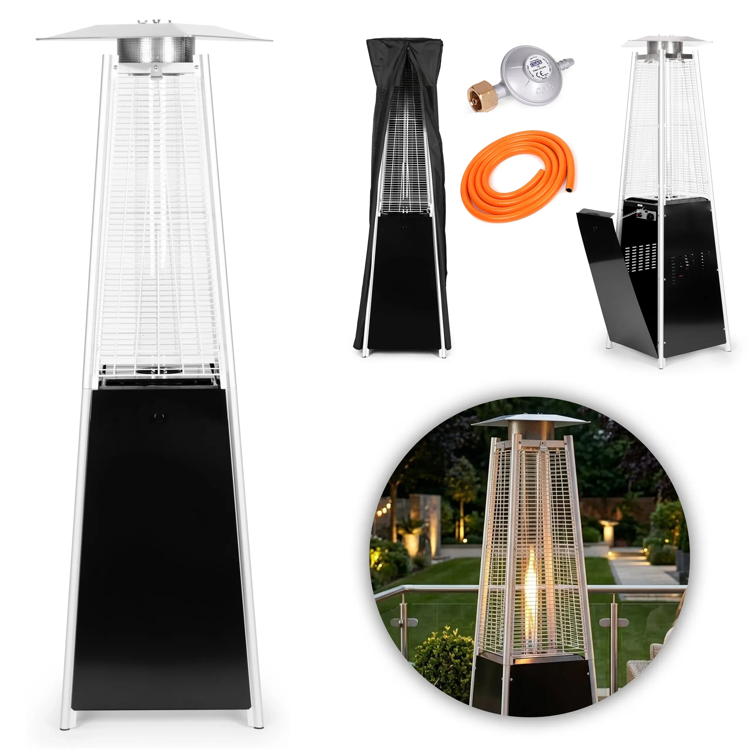 multigarden plinski grijač za terasu 180 cm, 11,5 kw vrtni grijač s regulatorom, crijevom i navlakom - slika 2