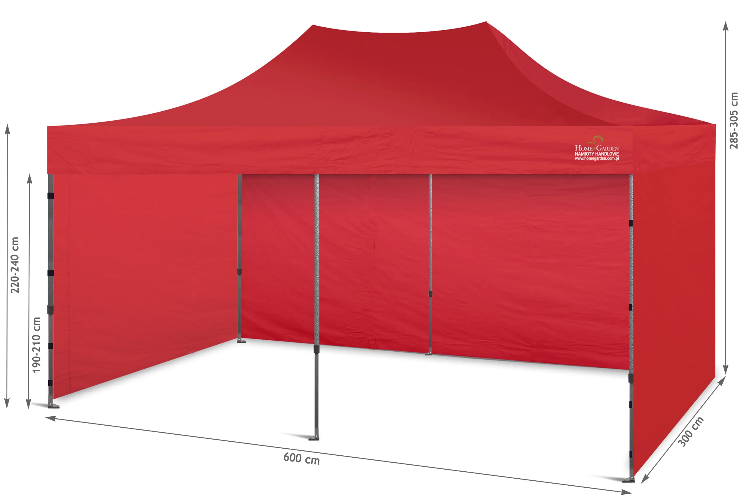 komercijalni šator 600 x 300 cm crveni - slika 4