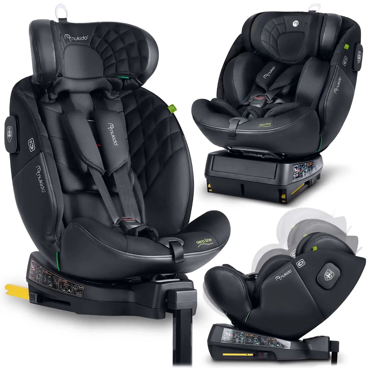 nukido aero line crna autosjedalica 0-36 kg isofix - slika 2