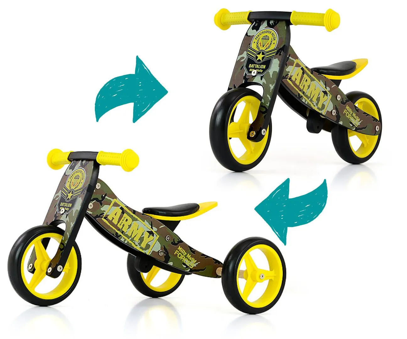 dječji bicikl bez pedala 2u1 jake army - slika 4