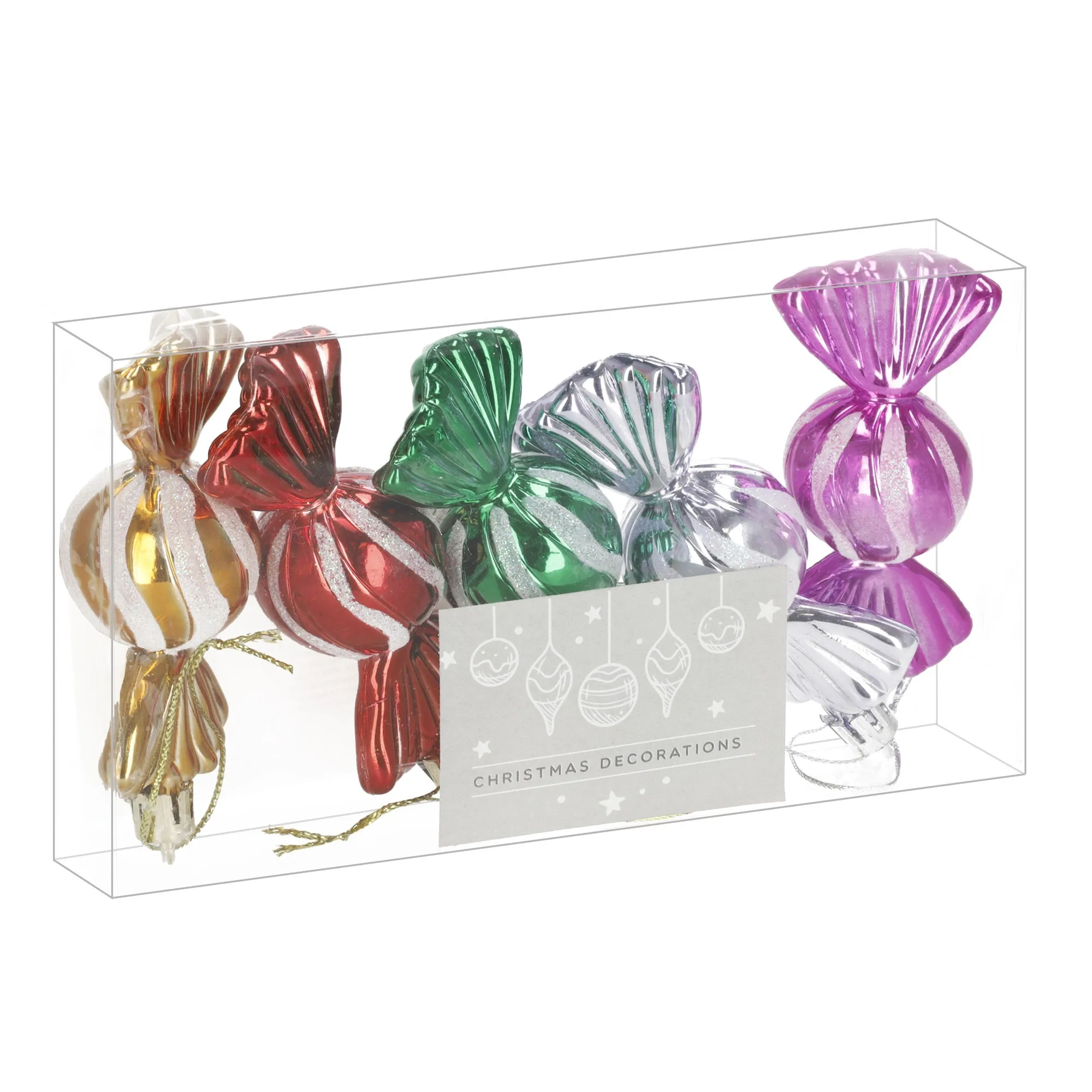 božićne kuglice 6 cm – set od 5 komada, bomboni - slika 8