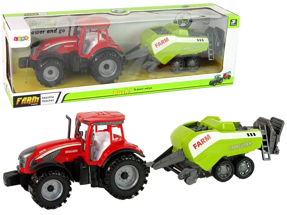 crveni traktor sa zelenom sijačicom - slika 2