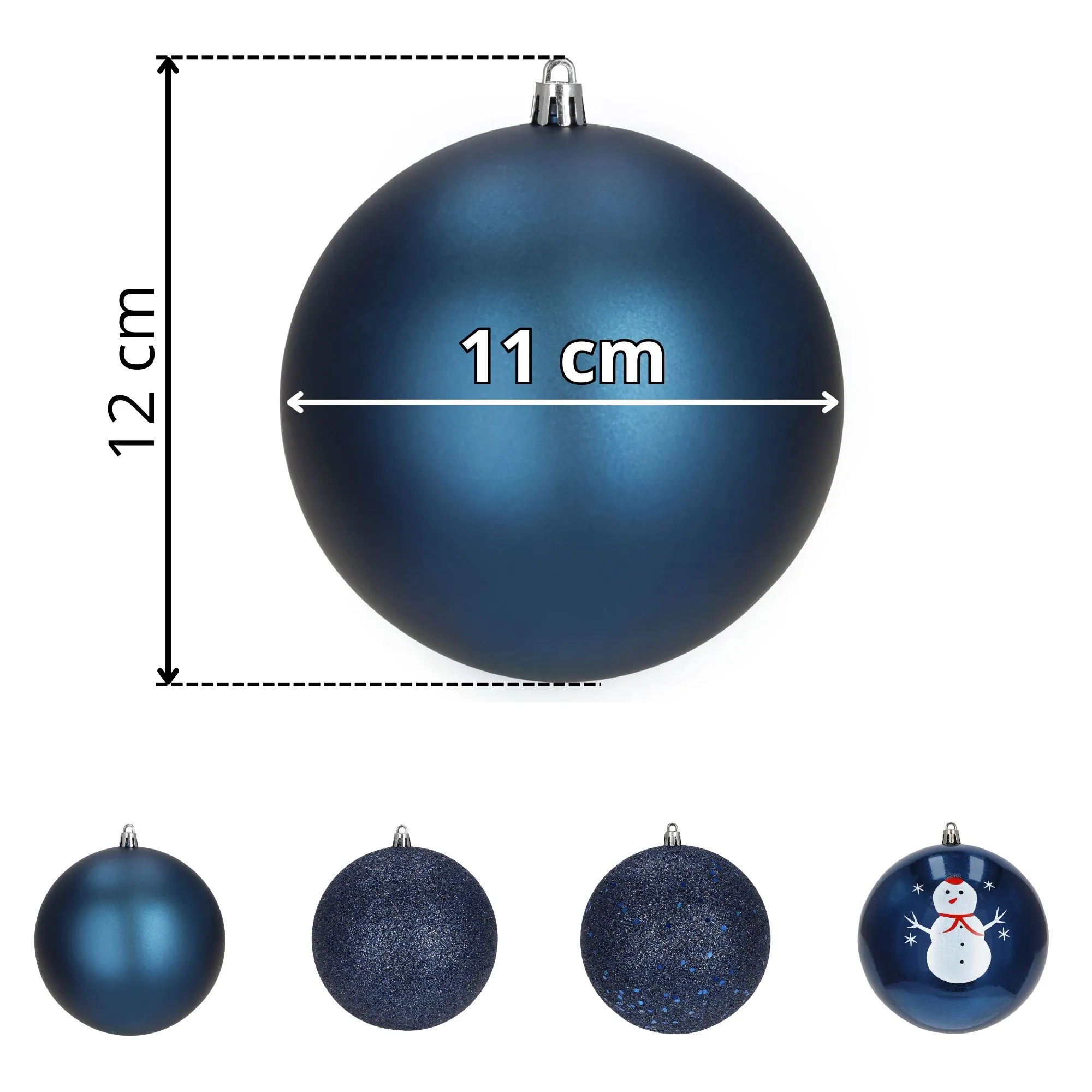 božićne kuglice 12 cm – set 4 komada plava, bijela - slika 11