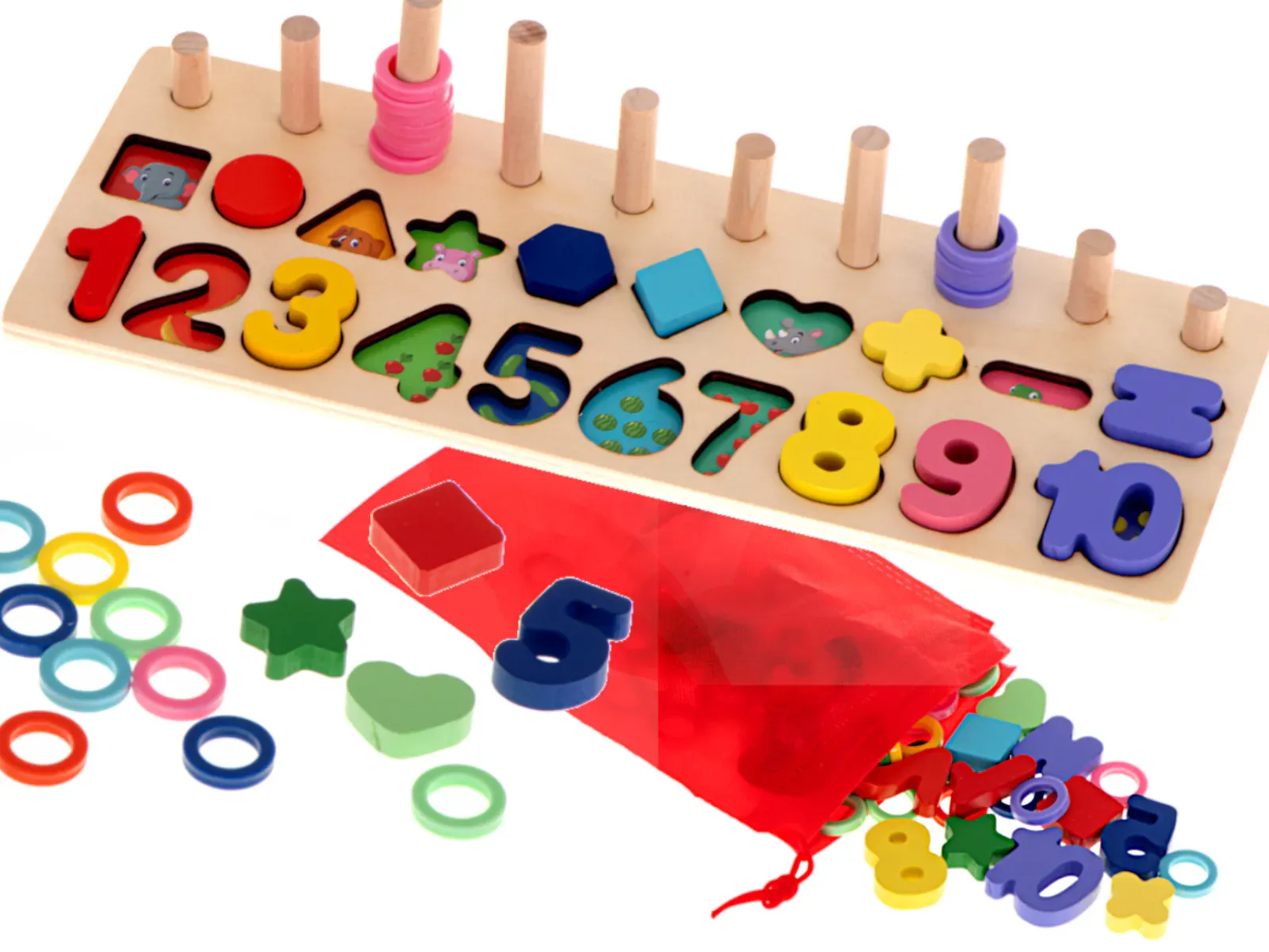 drveni abakus montessori sorter brojeva 2u1 13x36cm - slika 2