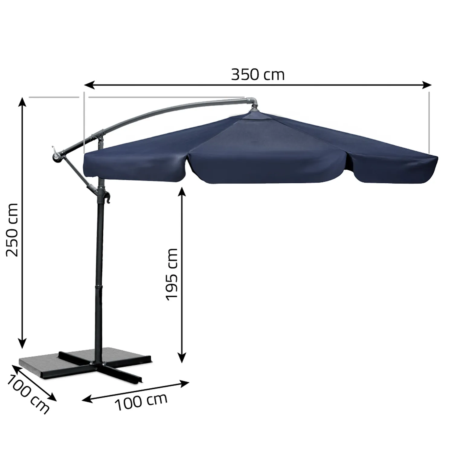 sklopivi vrtni suncobran s 6 segmenata, 350 cm, s navlakom – plonos pl-880 - slika 5