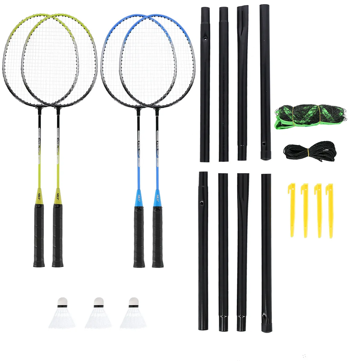 set za badminton 4 rakete + 3 lopte za loptice + mreža 195x22cm + navlaka - slika 8